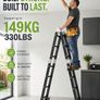 7-in-1 Multi-Purpose Folding Ladder 4.65m Heavy Duty Aluminium Extension Ladder with Scaffolding Platform 150kg Image 2