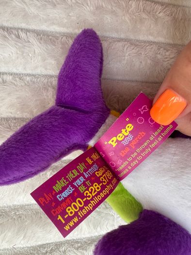 Fiesta The Fish Philosophy Pete The Perch Purple Plush Fish approx. 20 cm. long Used Please see photos