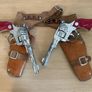 Vintage Lonestar cap guns with caps, leather  holsters with belt with cowboy hat c1960/70s Image 5