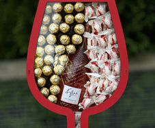 Kylie Rose Wine & Chocolate Gift Box (Red Glass Shape)