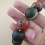 Vintage Etched Carnelian & Nutural Suliemani Agate Big Beads Bracelet Image 4