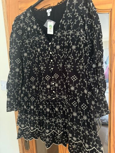 BNWT River Island Pretty Punk Black embroidered dress size UK14 EU42 Postage included