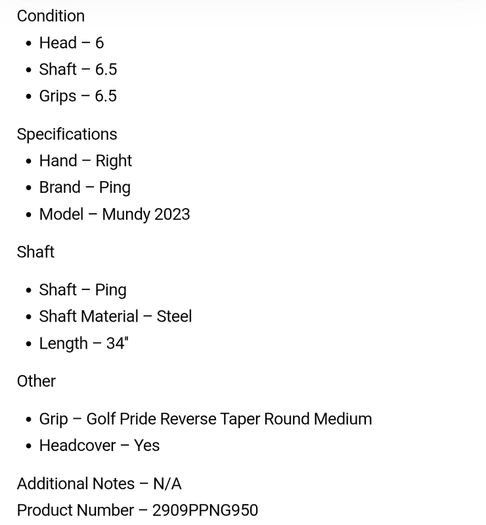 Ping Mundy 2023 Putter / 34''