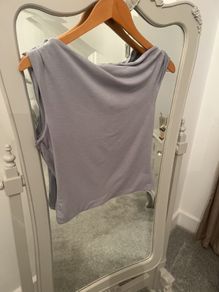 Soft Grey Twisted Shoulder Top size S