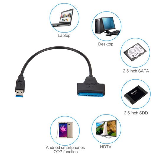 USB 3.0 SATA Up To 6 Gbps 3 Cable Sata To USB 3.0 Adapter Support 2.5 Inch External HDD SSD Hard Drive 22 Pin Sata III Cable