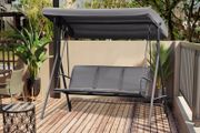 3 Seater Garden Swing Bench with Adjustable Canopy and Steel Frame