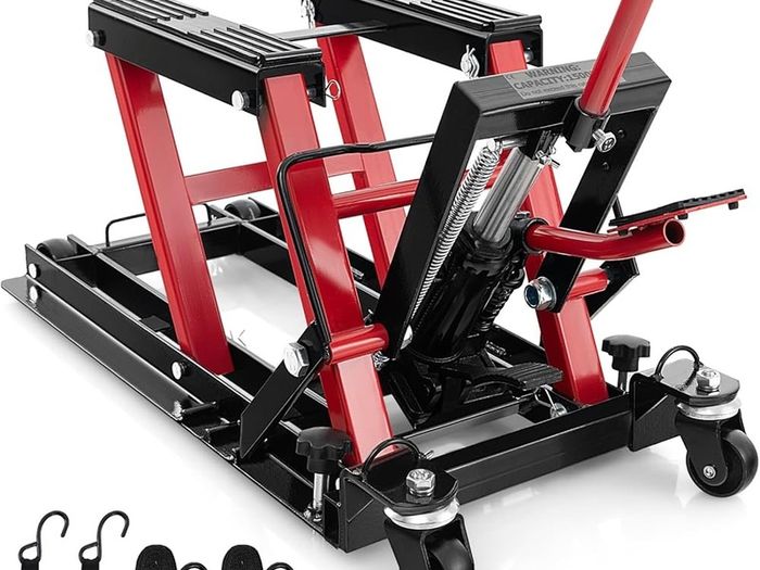 Hydraulic Motorcycle Lift Jack, 1500 LBS Motorcycle Scissor Jack with 4 Wheels & Handle, brand New