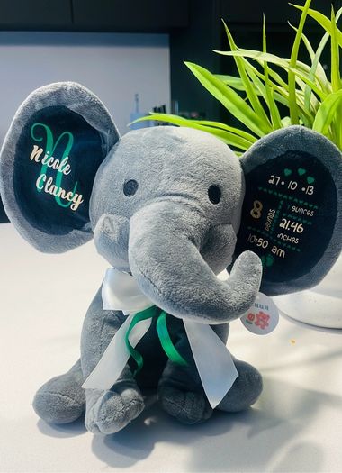 Baby gift - Personalised Baby Stats Elephant