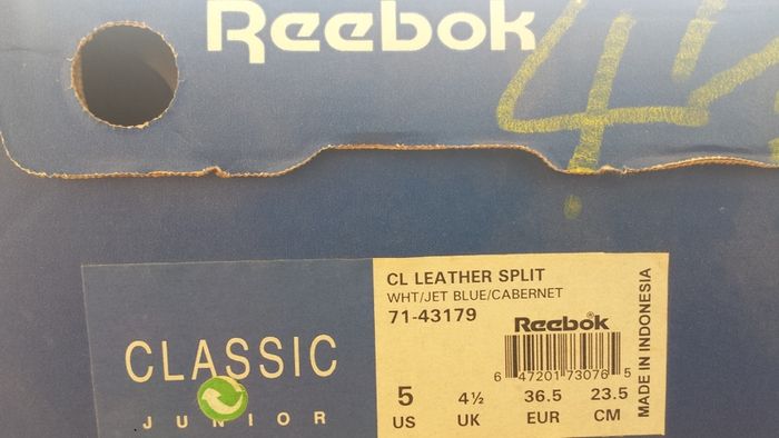 Reebok Classic CL Leather Split Size-UK-4.5/EUR-36.5 71-43179 White/Jet Blue/Cabernet Limited Edition-2001