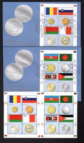 2010 United Nations (Geneva) Coins & Flags (Romania, Slovenia, Azerbaijan, Bangladesh, Belarus, Malta, Swaziland & Jordan) Commemorative Stamps First Day Cover (FDC)
