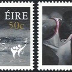 2003 Ireland 11th Special Olympics in Dublin (41c walking, 50c swimming, 57c starting-race & E1 shot-put) Commemorative Stamp Set Mint Never Hinged (MNH)