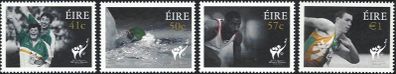 2003 Ireland 11th Special Olympics in Dublin (41c walking, 50c swimming, 57c starting-race & E1 shot-put) Commemorative Stamp Set Mint Never Hinged (MNH)