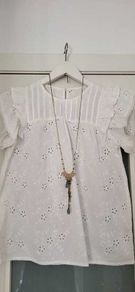 F&F White Cotton Boho Top Sz 12 UK