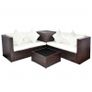 4 Piece Garden Lounge Set with Cushions Poly Rattan Brown Image 2