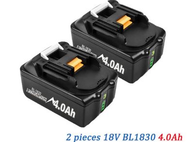 4.0Ah 2piece Rechargeable 18 V 6000mAh Li-ion Battery for Makita 18v Battery BL1840 BL1850 BL1830 BL1860B LXT 400