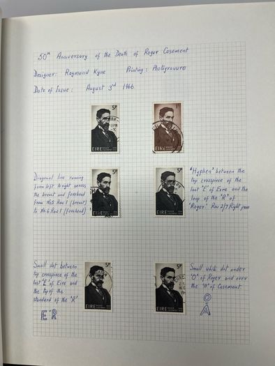 1965-74 Ireland used written up on spring back pages including some varieties/ errors in spring back album. Includes loads of spare pages. Note 66 rising set and MacCurtain & MacSweeney sets.