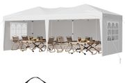 Pop Up Canopy, 5.9 x 2.96 m Instant Canopy Portable Gazebo with 3 Sidewalls &amp; 2 Ventilated Windows, Height Adjustable Pop-Up Outdoor Shelter Tent for Events, Patio, Backyard, Party, Parking