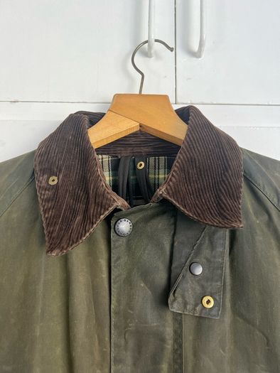 Vintage Barbour A100 Bedale 1990s sage green wax jacket