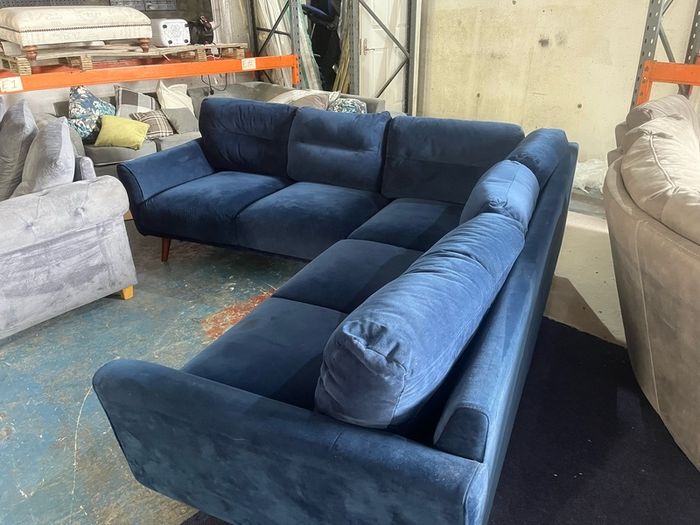 Blue corner sofa set couch