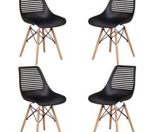 _Set of 4 Modern Dining Chairs Set Geometric Hollow Chair Fashion Thick Plastic Chairs For Dining Room Kitchen Living Room WHite