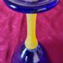 Murano Style Cobalt Blue And Yellow Glass Stemmed Goblet Image 10