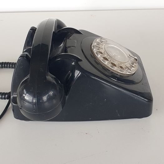 1970s black rotary dial telephone PROP