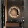 NEW SALE | Patterned 500mm Round Bathroom Mirror Wall Mounted Mirror with LED Light, Sleekest Illuminated Vanity Mirror, Anti-Fog Large Circle Makeup Mirror, 3-Color Dimmable LED Light, IP44 Image 5