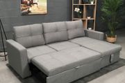 Light Grey Fabric Sofa Bed with storage 215 cm
