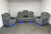 Titan Electric 3+1+1 Grey Fabric Recliner Sofa Set