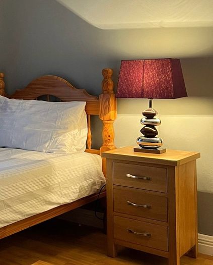 Curtains and Lamp