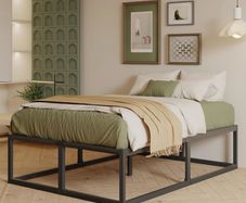King Size Bed Frame 150x200 cm with Sturdy Slats Support, Black 46 cm High Heavy Duty Metal King Bed Frame, Large Underbed Storage, Noise Free, Easy Assembly