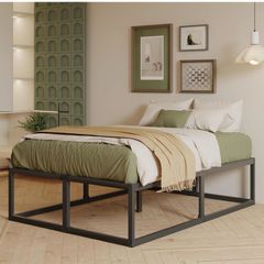 King Size Bed Frame 150x200 cm with Sturdy Slats Support, Black 46 cm High Heavy Duty Metal King Bed Frame, Large Underbed Storage, Noise Free, Easy Assembly