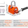Magnetic Lifter, 220 lbs/100 kg Pulling Capacity, 2.5 Safety Factor, Neodymium & Steel, Lifting Magnet with Release, Permanent Lift Magnets, Heavy Duty Magnet for Hoist, Shop Crane, Block, Board Image 4