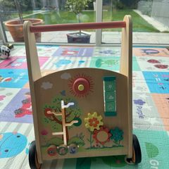 Two baby walkers - Fisher-Price Zebra and wooden activity walker
