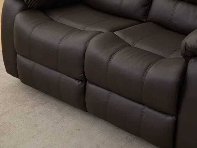 FINAL UNITS 2 Seater Leather Recliner Sofa, Brown