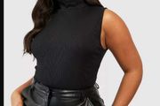 BNWT Boohoo black rib roll neck sleeveless top size UK16/18 EU44 /46 Postage included