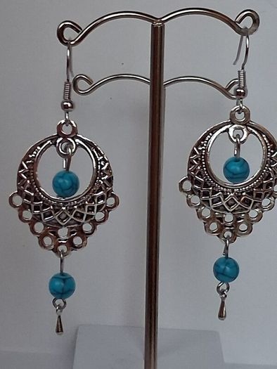 Boho Filigree Turquoise Bead Earrings