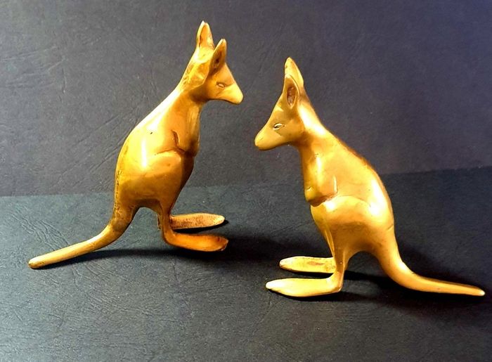 Pair Of Vintage Brass Kangaroo's (Bookends)