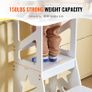 Toddler Step Stool for Kids, Natural Pine Wood Toddler Kitchen Stool Helper with Safety Rail, 150LBS Loading Capacity Standing Tower Learning Stool for Bedroom Bathroom Kitchen Counter, White Image 2