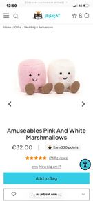 New JELLYCAT Amuseables Pink & White Marshmallows