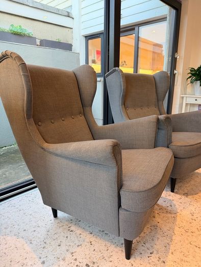 Pair of Ikea Strandmon Wingback Armchairs