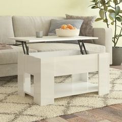 FREE EXPRESS SHIPPING Coffee Table High Gloss White 79x49x41 cm Engineered Wood