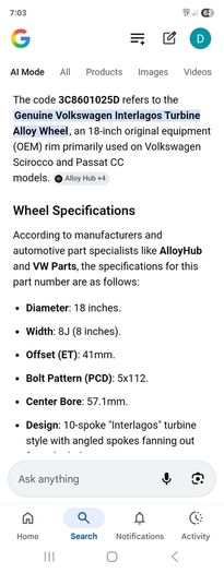 18" Genuine Scirocco Turbine Alloys