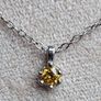 Natural Yellow Diamond 0.14ct GWLAB Certified S925 Rhodium-Plated Pendant Image 2