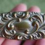 Antique Edwardian Glass Trinket Dish Silver Plate Embossed Lid Image 2