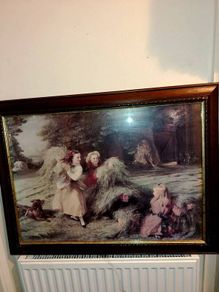 Large vintage picture in wooden frame