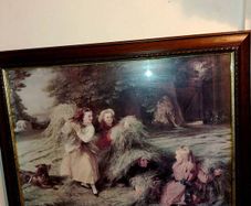 Large vintage picture in wooden frame