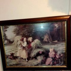 Large vintage picture in wooden frame