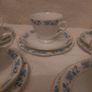 Vintage Blue White Floral Tea Cup Saucer Set Porcelain China Nanjing Pagoda Image 3