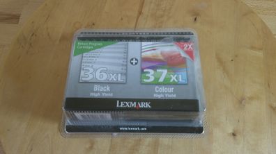 Genuine Lexmark 36XL & 37XL Ink Cartridges Twin Pack Black & Colour High Yield Brand New Sealed